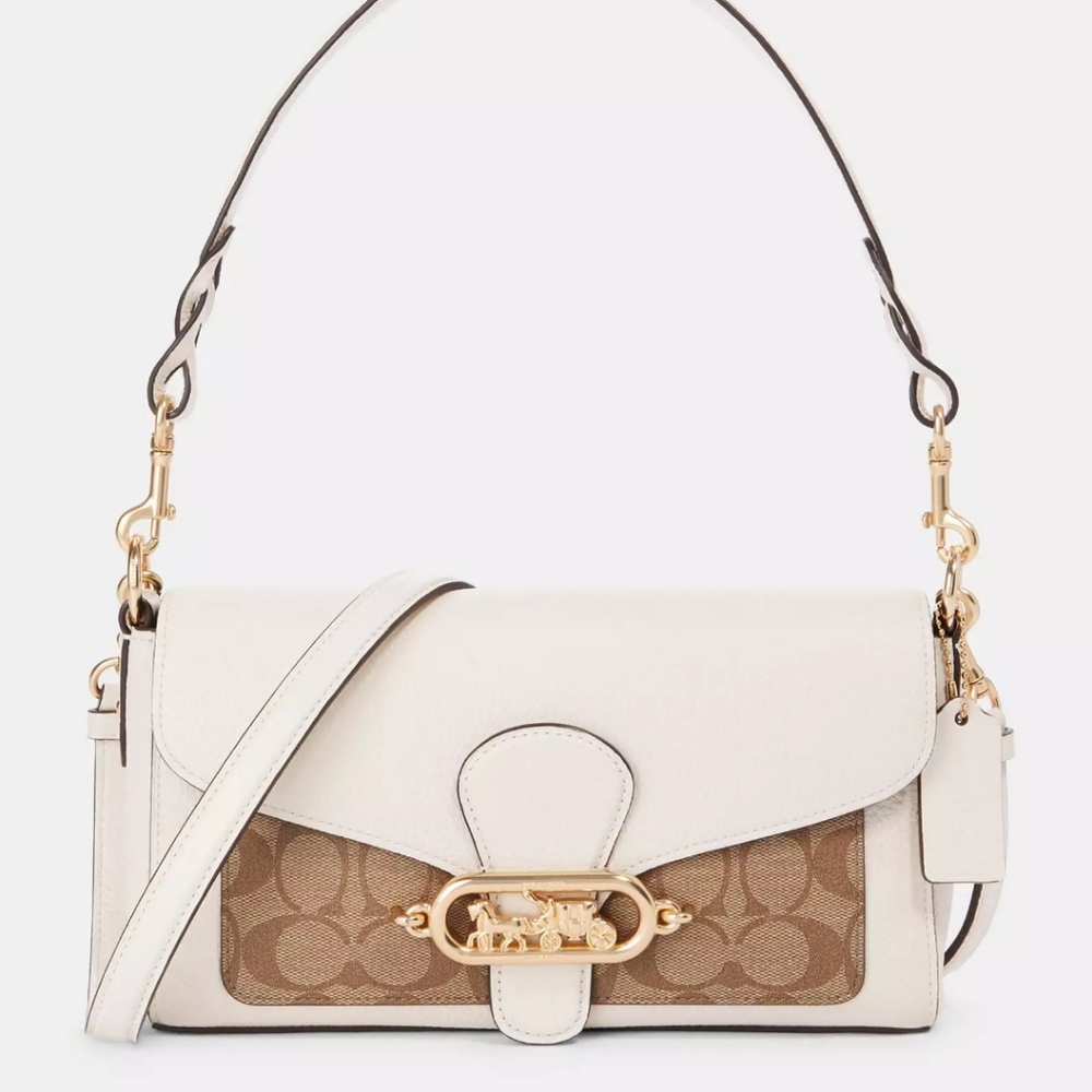 Coach Jade Shoulder Bag With Signature Canvas Detail New